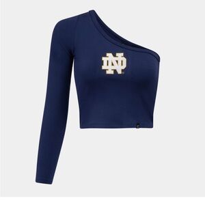 Notre Dame Fighting Irish Embroidered Knock Out One Shoulder Top Navy NWT